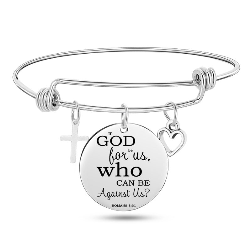Jesus Christian Bible Scripture Stainless Steel Bangle Bracelet