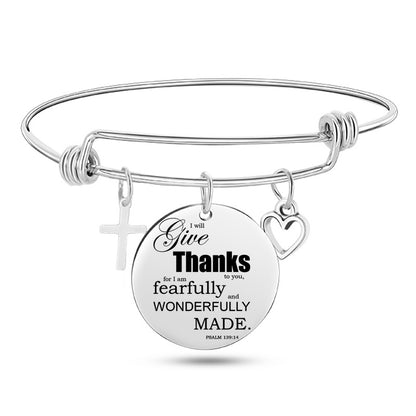 Jesus Christian Bible Scripture Stainless Steel Bangle Bracelet