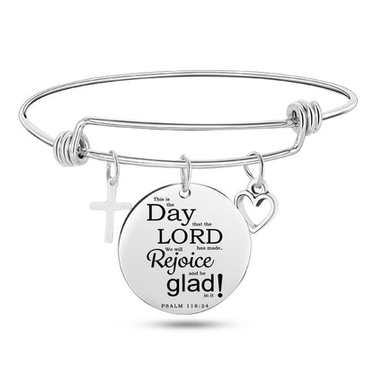 Jesus Christian Bible Scripture Stainless Steel Bangle Bracelet