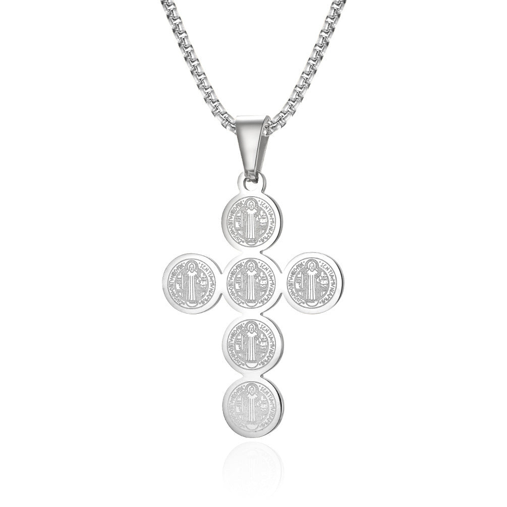Christian Icon Cross Titanium Steel Pendant