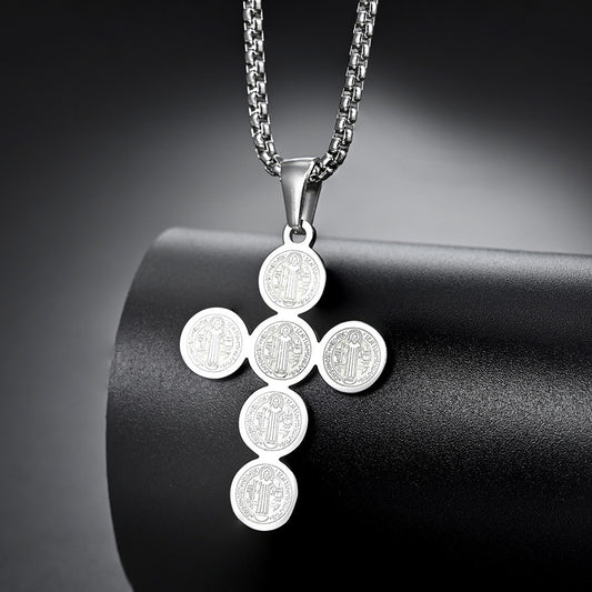 Christian Icon Cross Titanium Steel Pendant